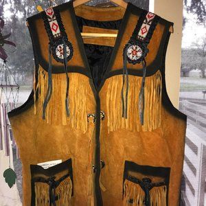 Native Indian Suede Vest/ Navajo Tribe